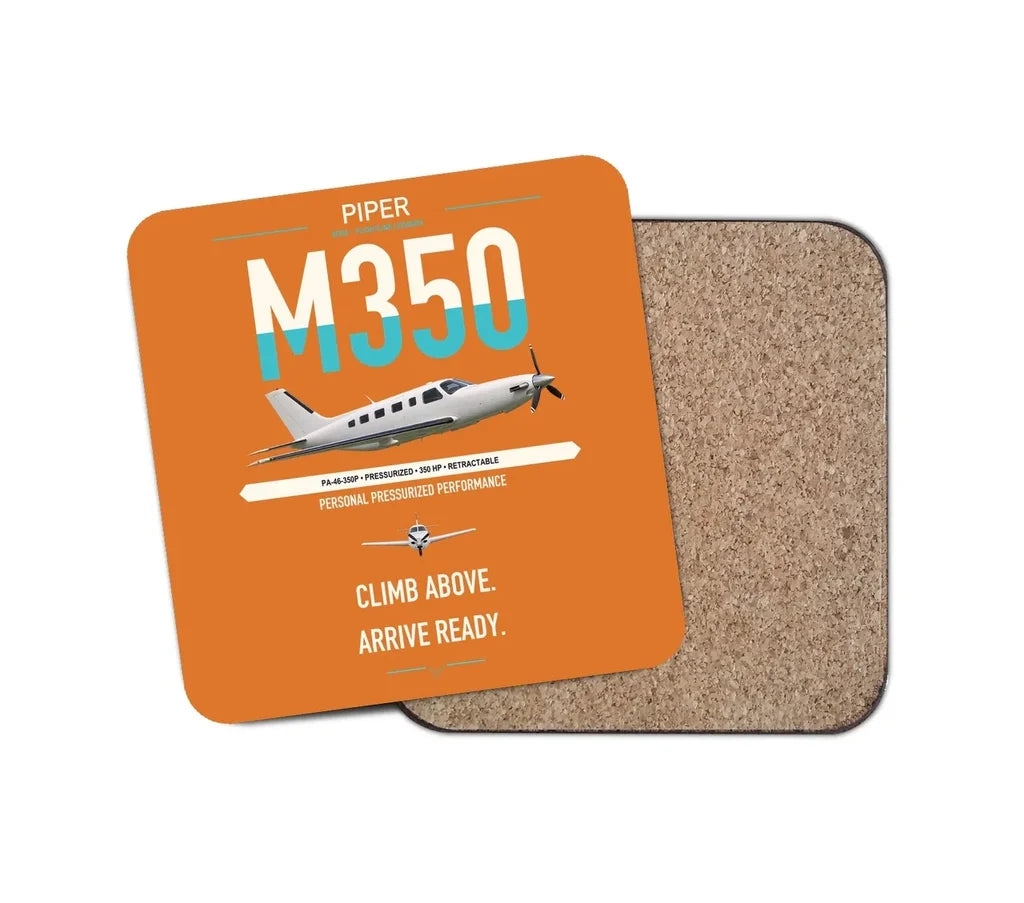Piper M350 design on orange 1 piece coaster
