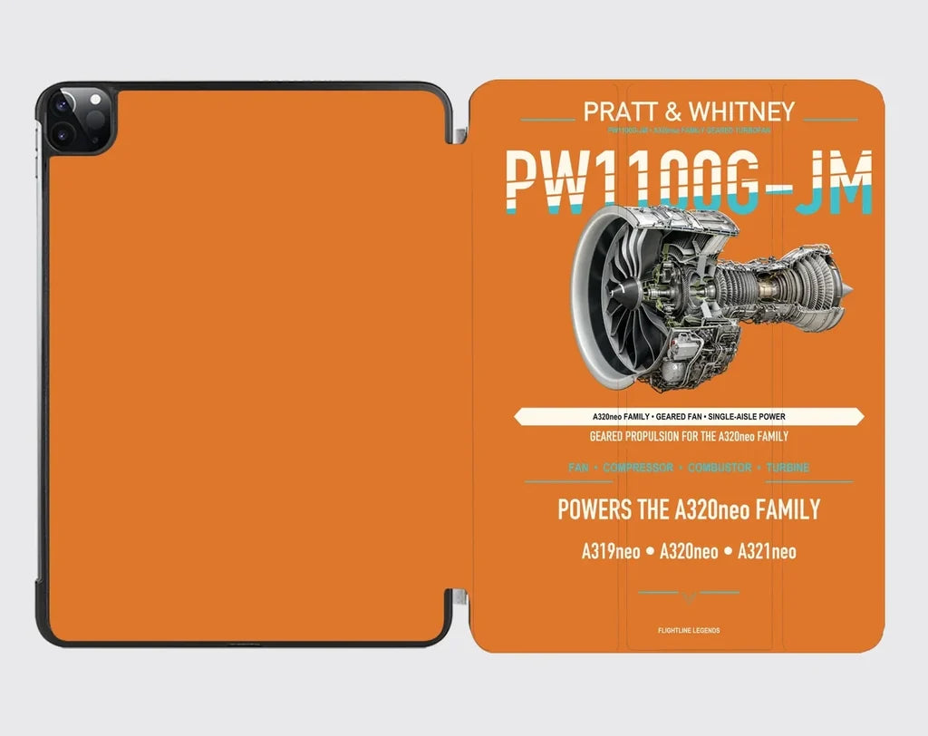 PW1100G-JM design on orange ipad tablet case