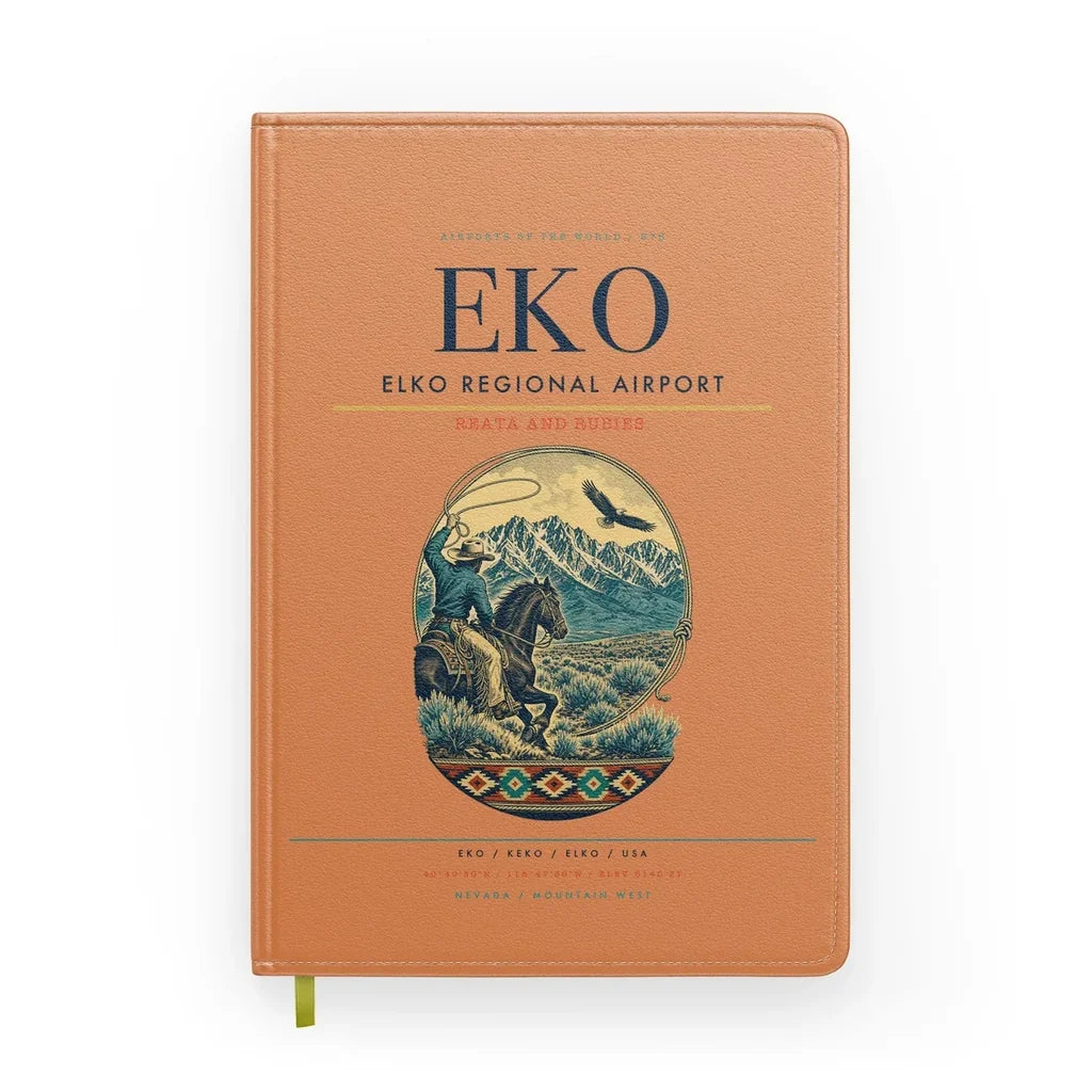 Elko Regional Airport (EKO) design on orange notebook