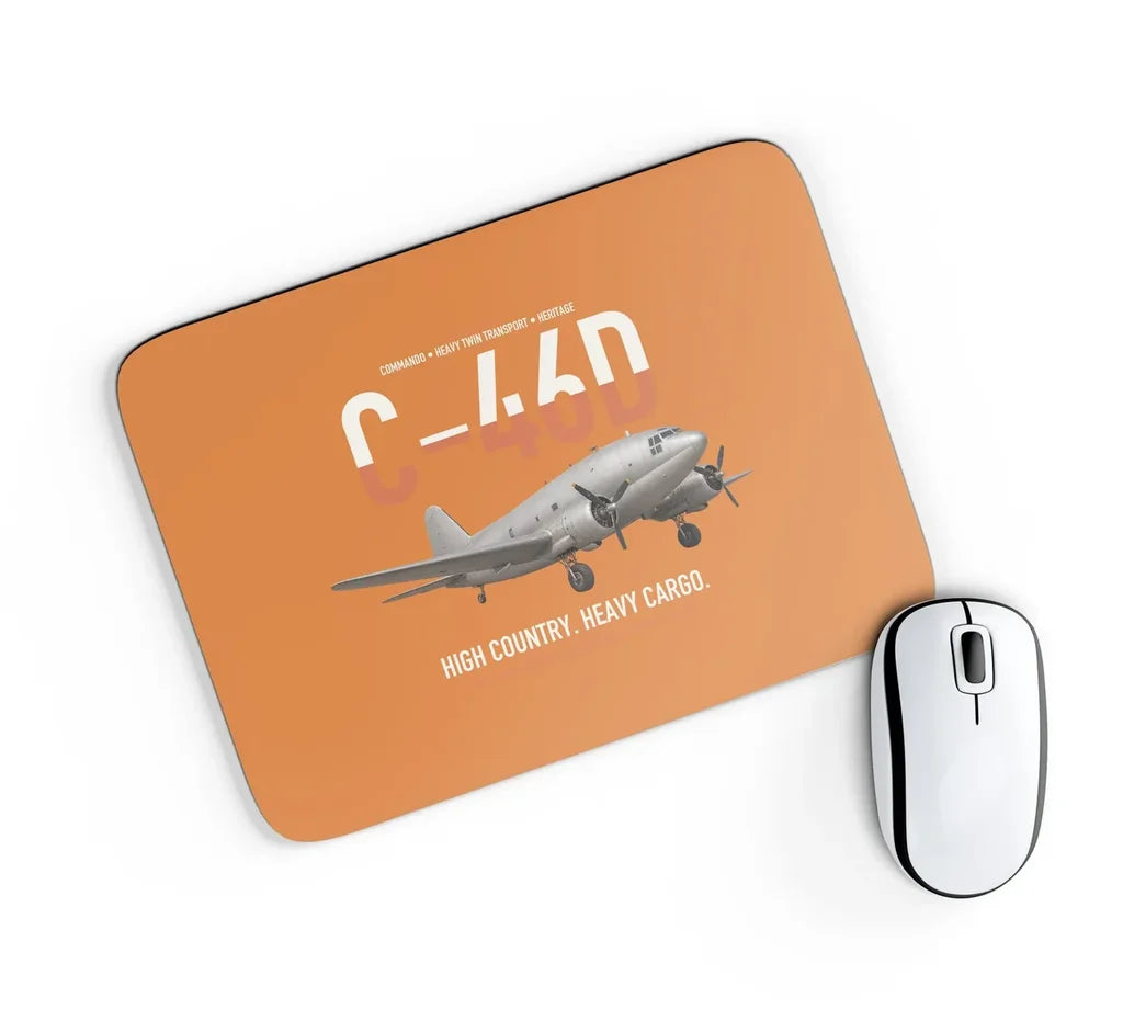 C-46D Commando design on orange rectangle mouse pad