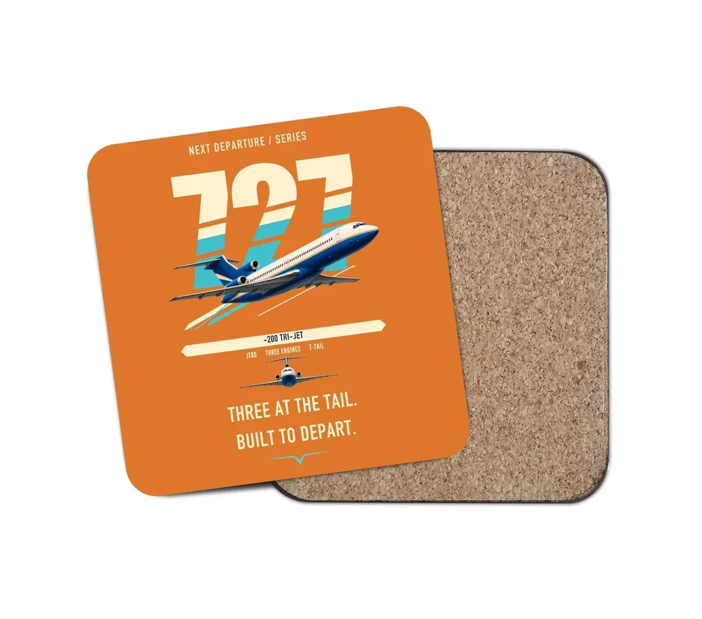 Boeing 727-200 design on orange 1 piece coaster
