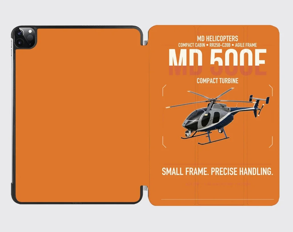 MD Helicopters MD 500E design on orange ipad tablet case
