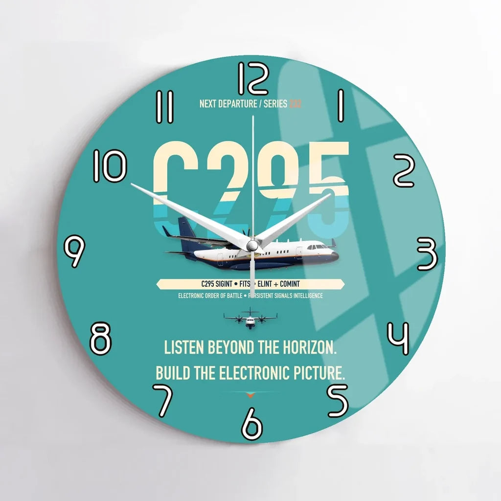 Airbus C295 SIGINT design on turquoise no frame wall clock