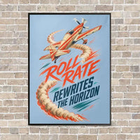 Thumbnail for Roll Rate Rewrites The Horizon vertical canvas print - framed - light blue background