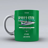 Thumbnail for Tecnam P2012 STOL design on green ceramic mug, double-side print