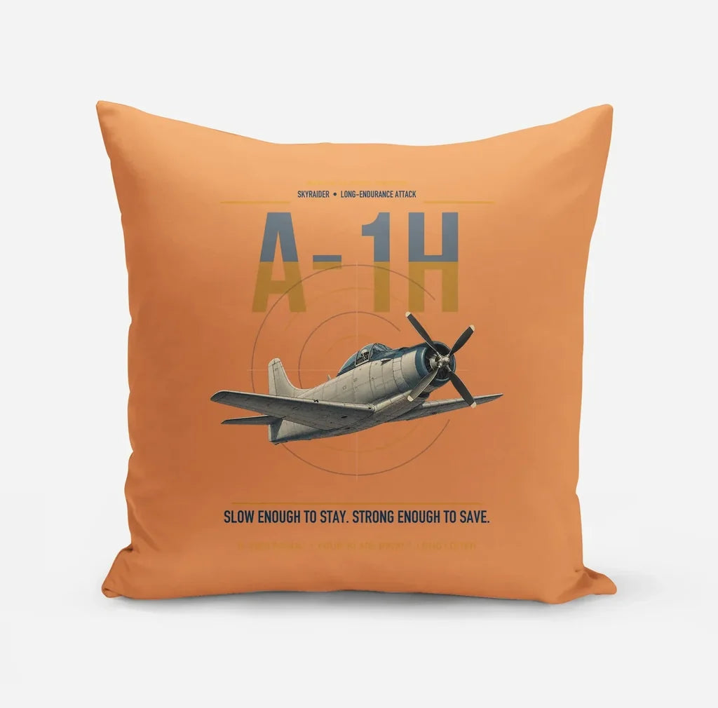 A-1H Skyraider design on orange pillow
