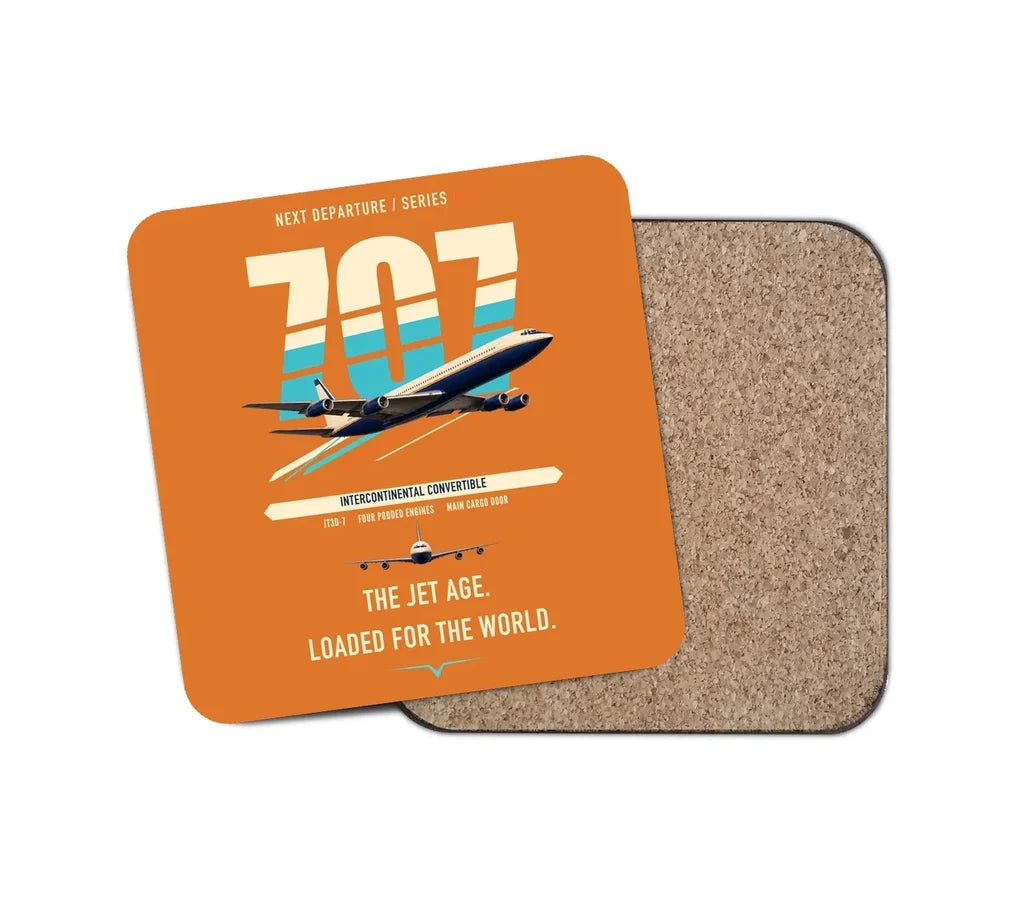Boeing 707-320C design on orange 1 piece coaster