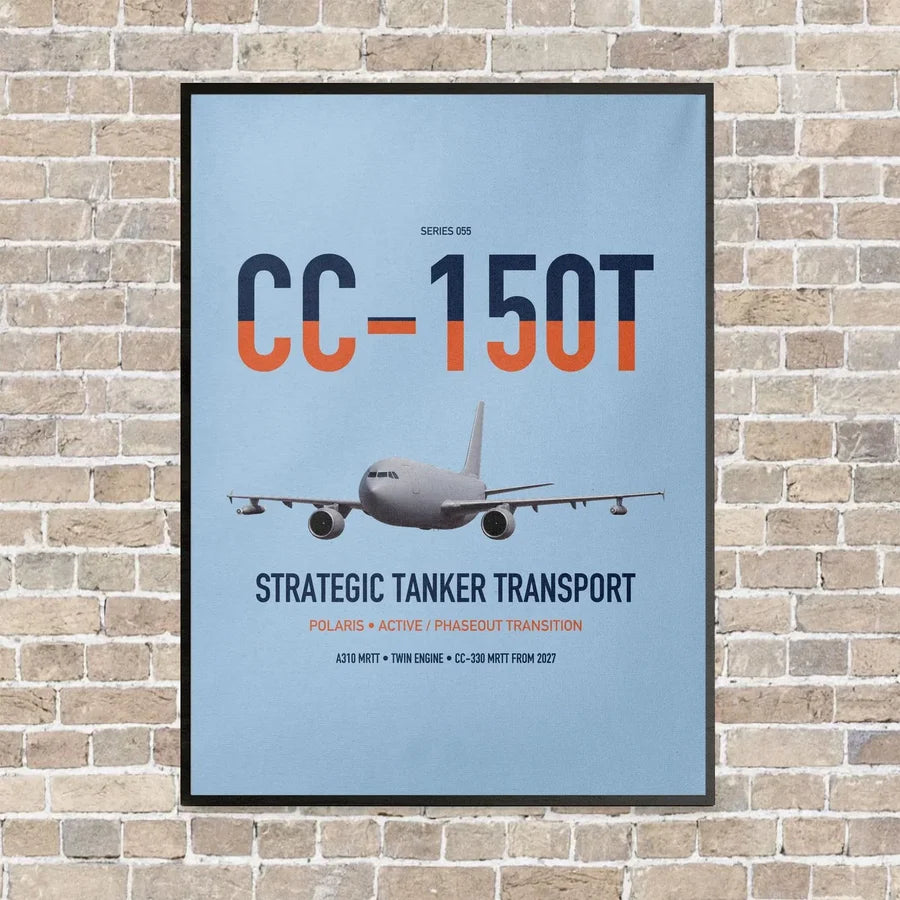 Airbus CC-150T Polaris vertical canvas print - framed - light blue background