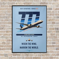 Thumbnail for Boeing 777-9 vertical canvas print - framed - light blue background