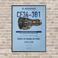 Thumbnail for CF34-3B1 vertical canvas print - framed - light blue background