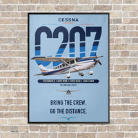 Thumbnail for Cessna T207A Stationair 8 vertical canvas print - framed - light blue background