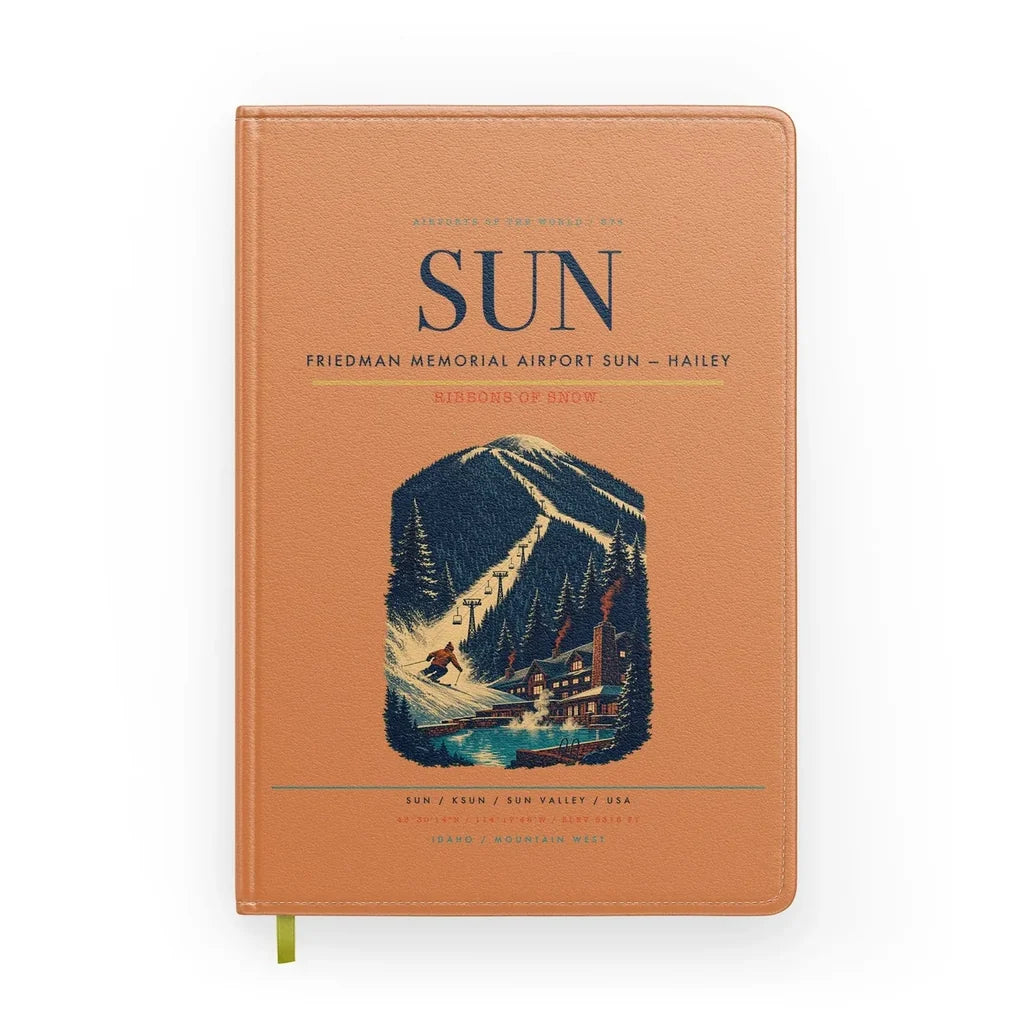 Friedman Memorial Airport (SUN) design on orange notebook