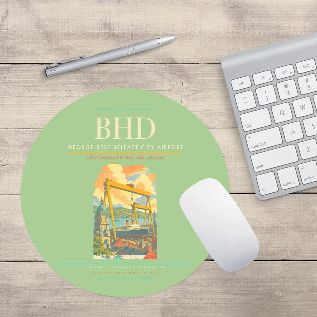 George Best Belfast City Airport BHD Mouse-Pad Round - Light Green