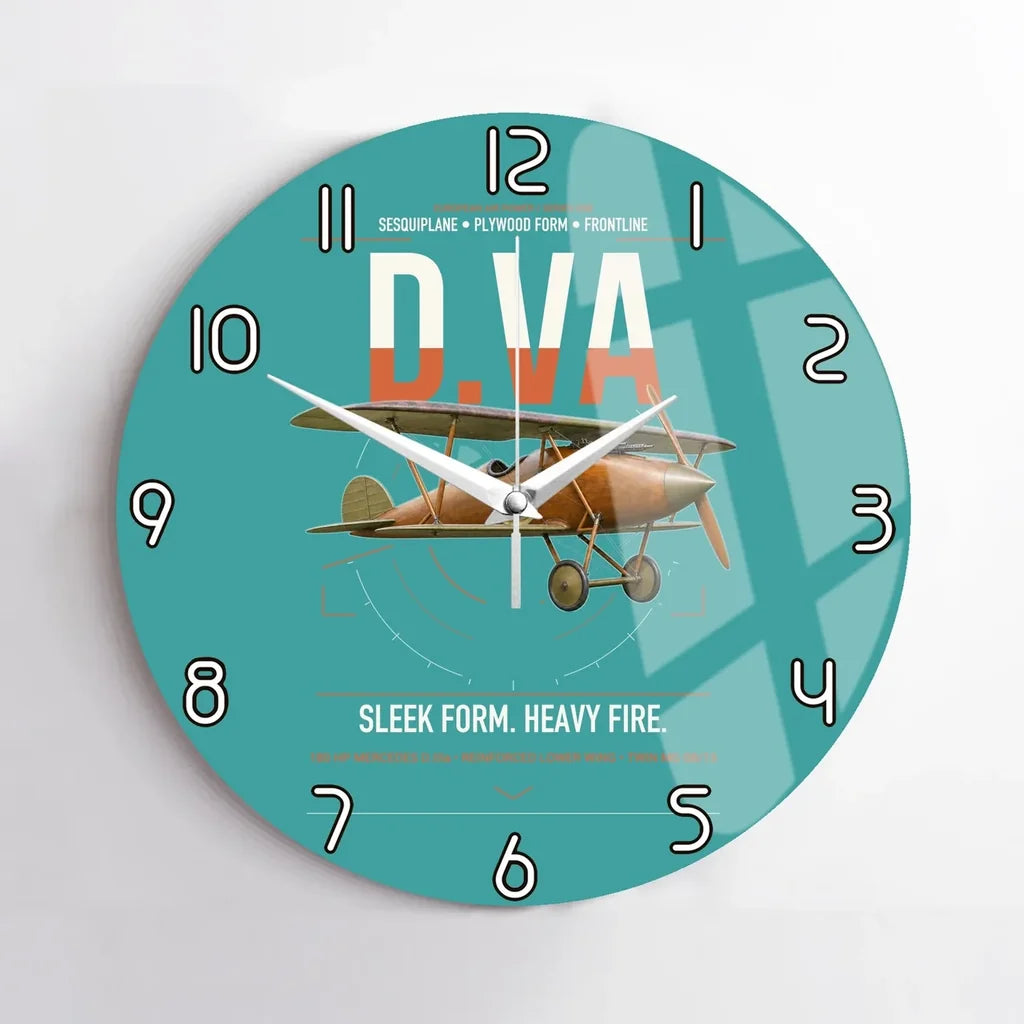 Albatros D.Va design on turquoise no frame wall clock