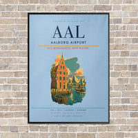 Thumbnail for Aalborg Airport AAL - Canvas Framed - Light Blue