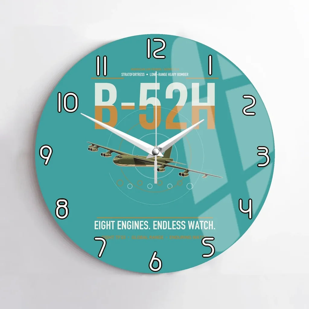 B-52H Stratofortress design on turquoise no frame wall clock