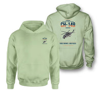 Thumbnail for Leonardo CH-149 Cormorant design on light green double-side hoodie, double-side print
