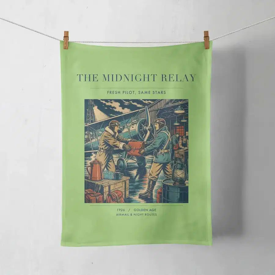 VINTAGE G4149 - The Midnight Relay - Designed Towels design on lightgreen