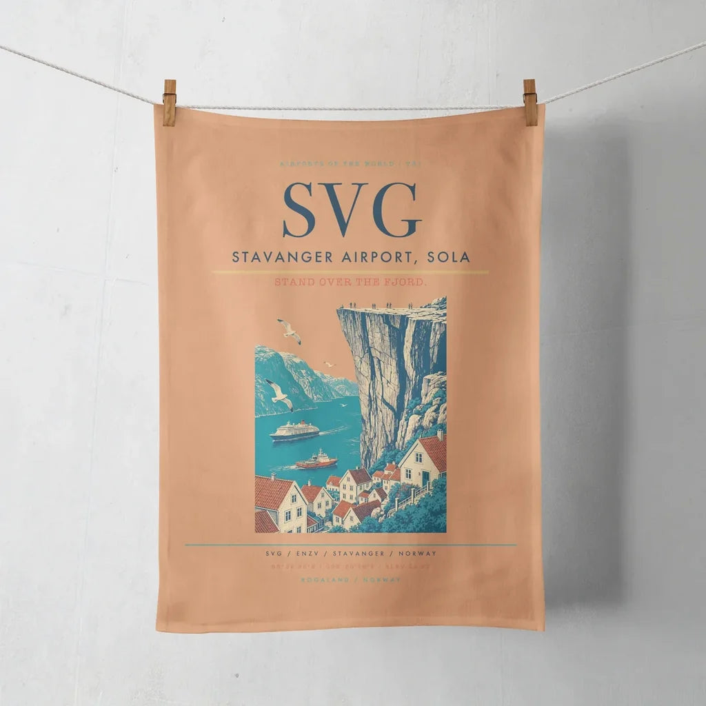 Stavanger Airport, Sola (SVG) design on orange towel
