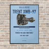 Thumbnail for TRENT XWB-97 vertical canvas print - framed - light blue background