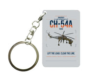 Thumbnail for Sikorsky CH-54A Tarhe design on light gray designed key chain, double-side print