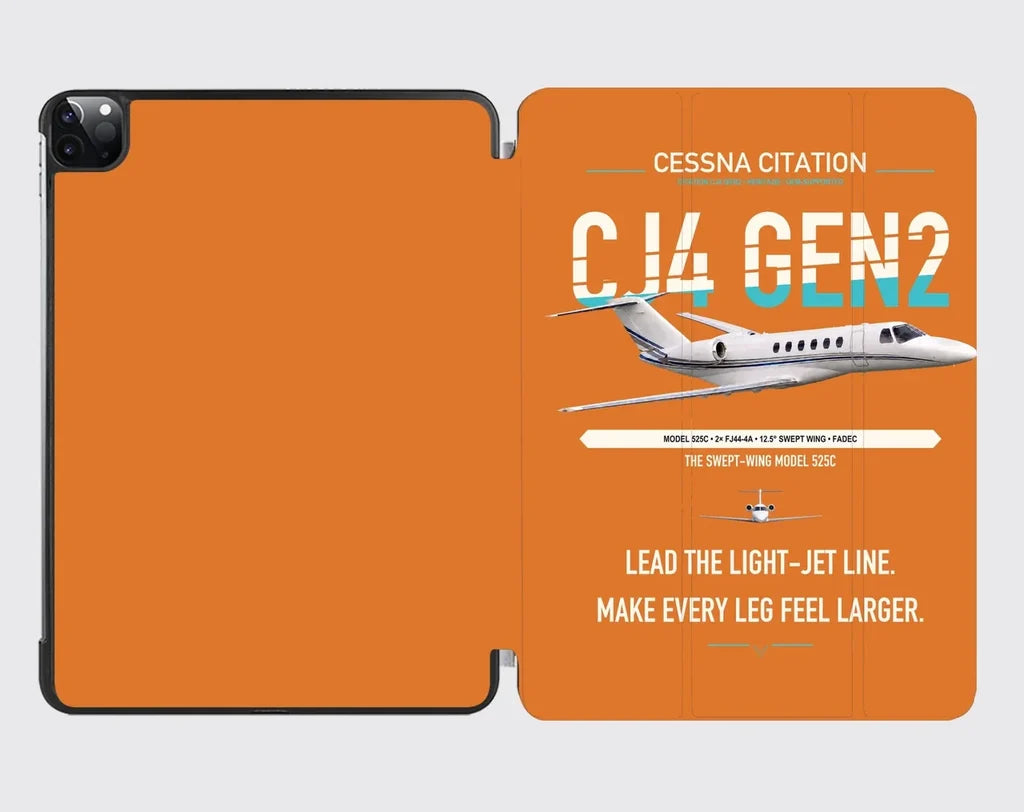 Cessna Citation CJ4 Gen2 design on orange ipad tablet case