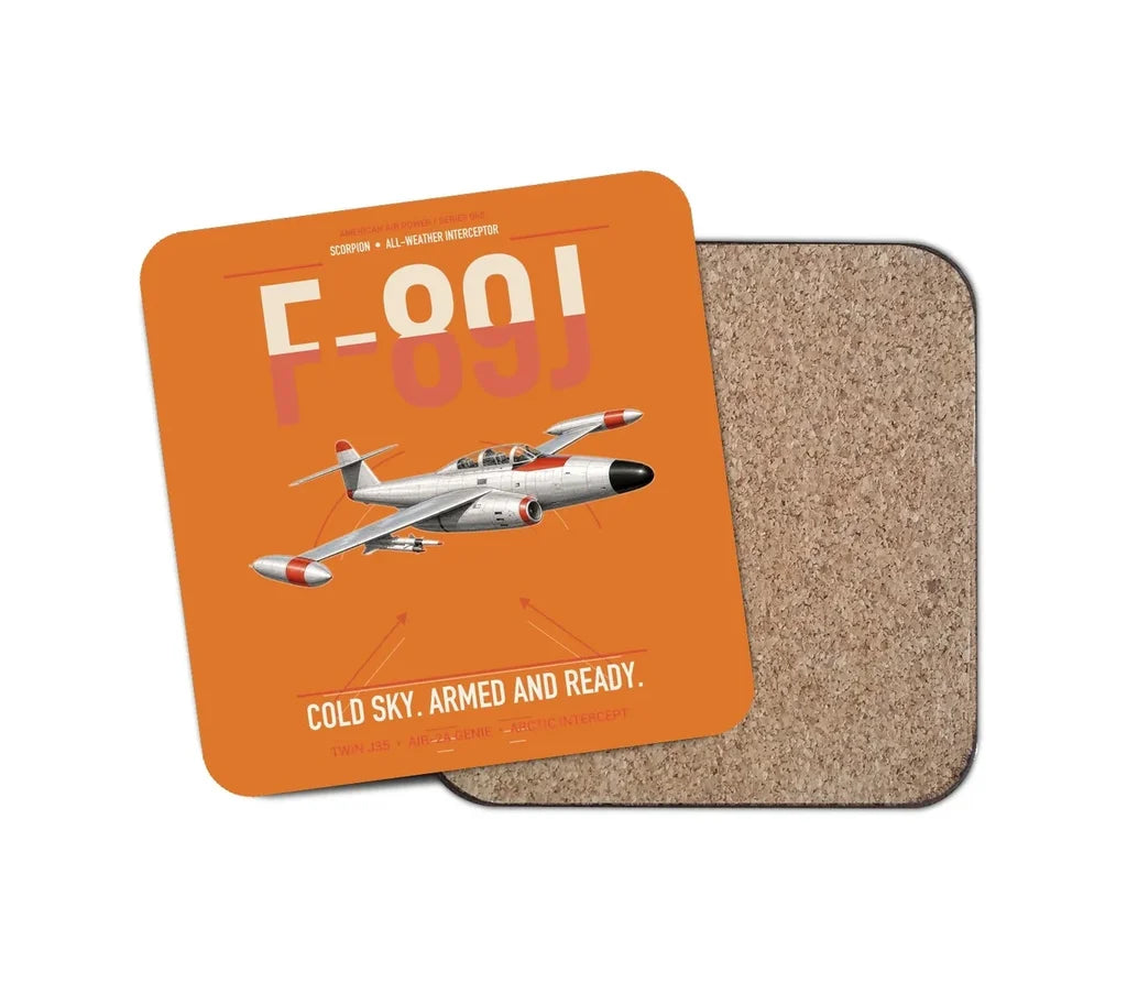 F-89J Scorpion design on orange 1 piece coaster