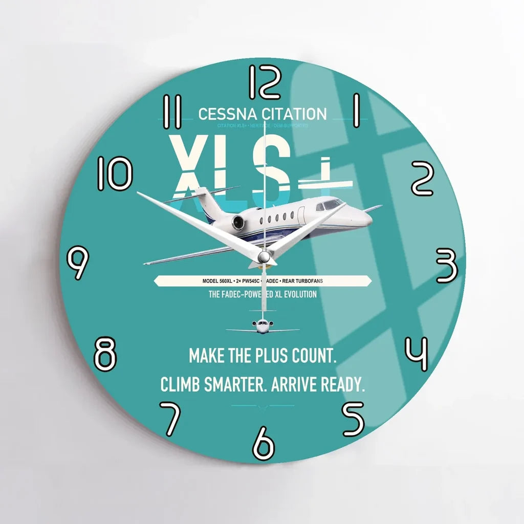 Cessna Citation XLSPlus design on turquoise no frame wall clock