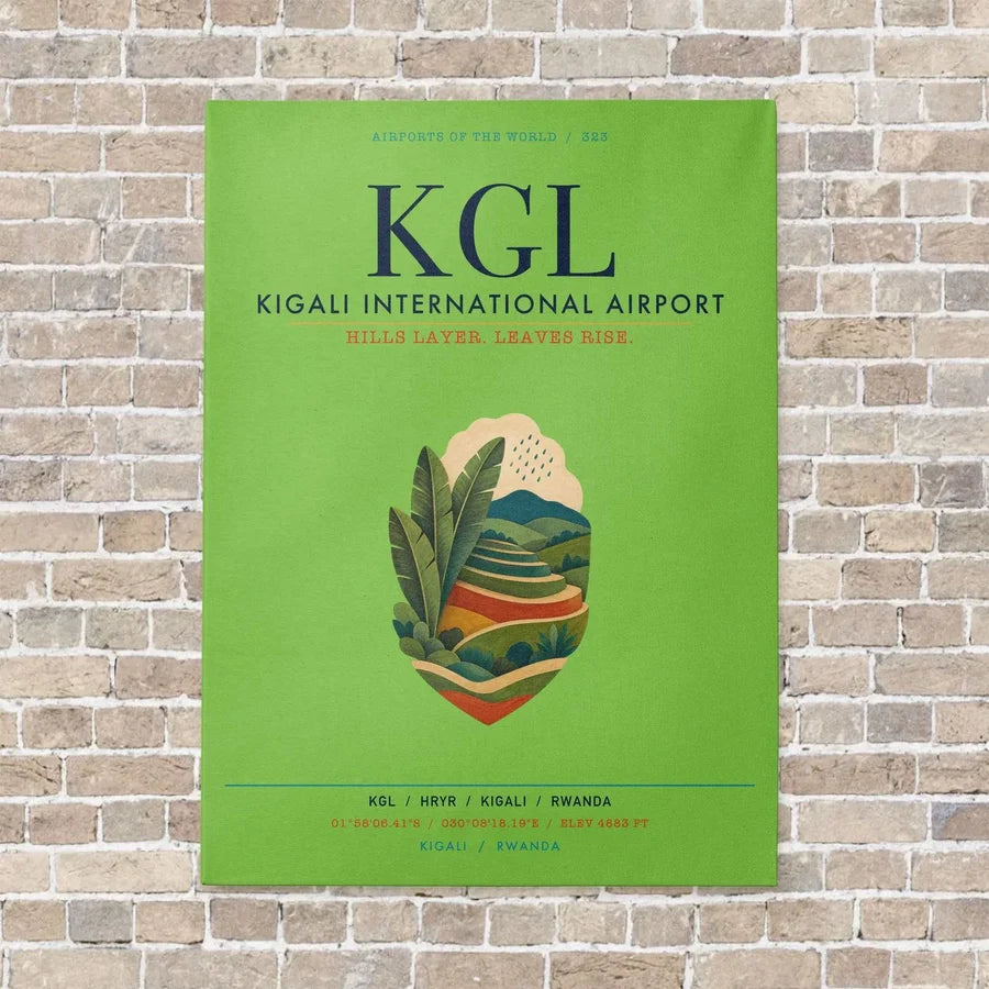 Kigali International Airport KGL vertical canvas print - no frame - light green background