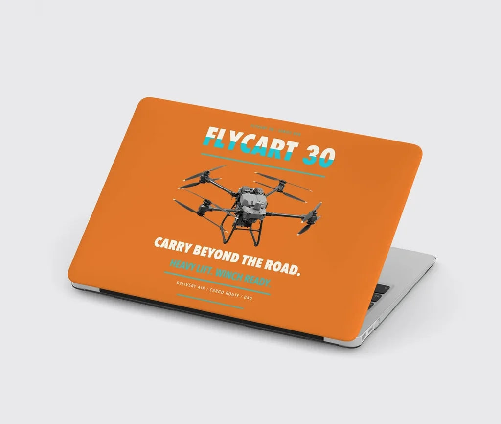 DJI FlyCart 30 design on orange MacBook case