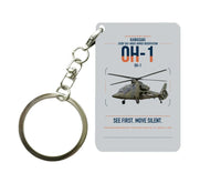 Thumbnail for Kawasaki OH-1 design on light gray designed key chain, double-side print