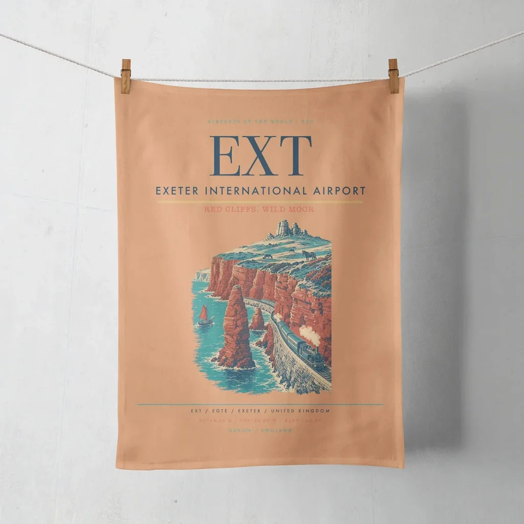 Exeter International Airport (EXT) design on orange towel