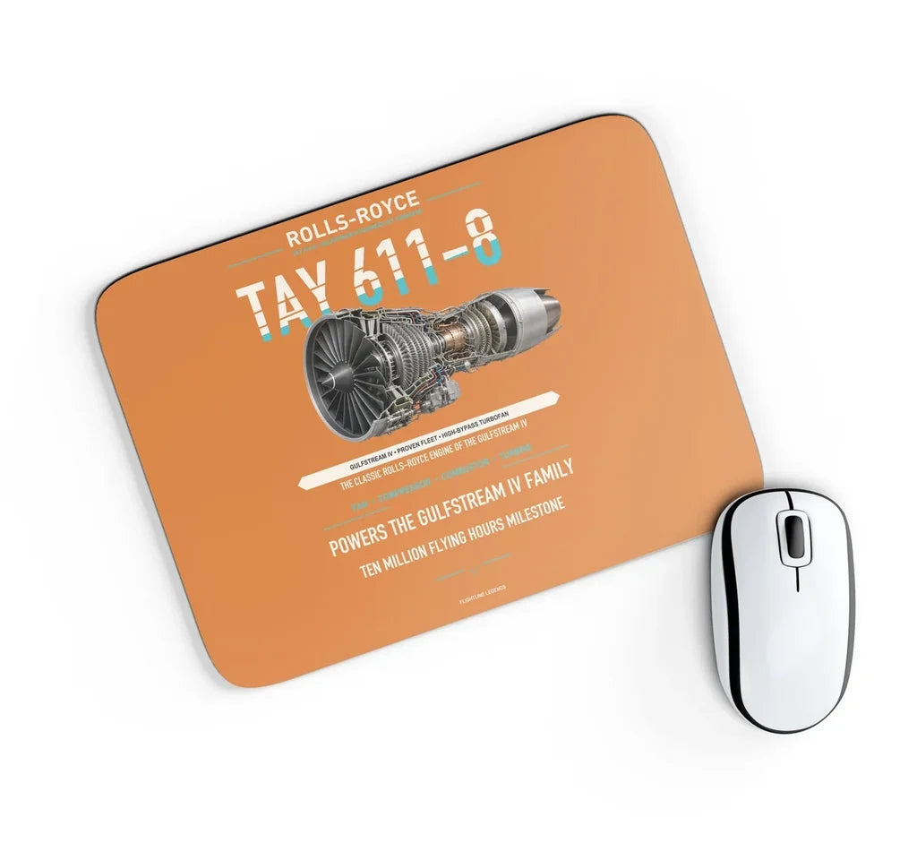 TAY 611-8 design on orange rectangle mouse pad