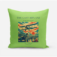 Thumbnail for VINTAGE G4054 - The Last Biplane - Designed Pillows design on lightgreen