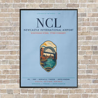 Thumbnail for Newcastle International Airport NCL vertical canvas print - framed - light blue background