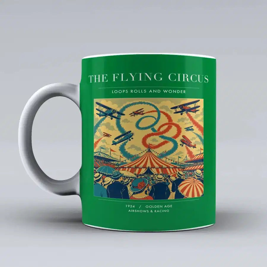 VINTAGE G4026 - The Flying Circus - Ceramic Mug design on green