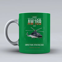 Thumbnail for Leonardo AW169 design on green ceramic mug, double-side print