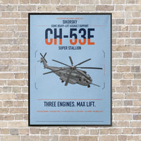Thumbnail for Sikorsky CH-53E Super Stallion vertical canvas print - framed - light blue background