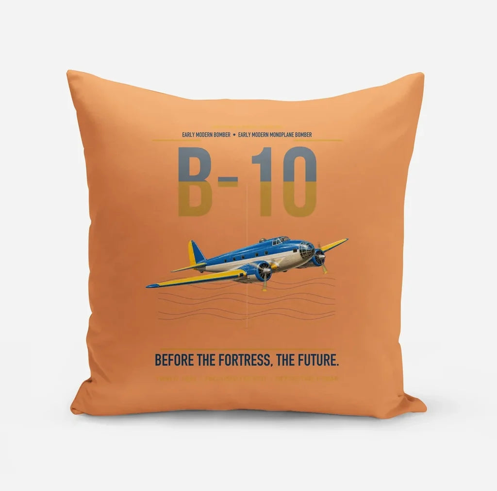 Martin B-10 design on orange pillow