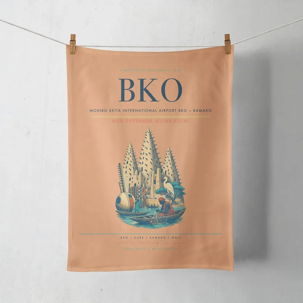 Modibo Keita International Airport (BKO) design on orange towel