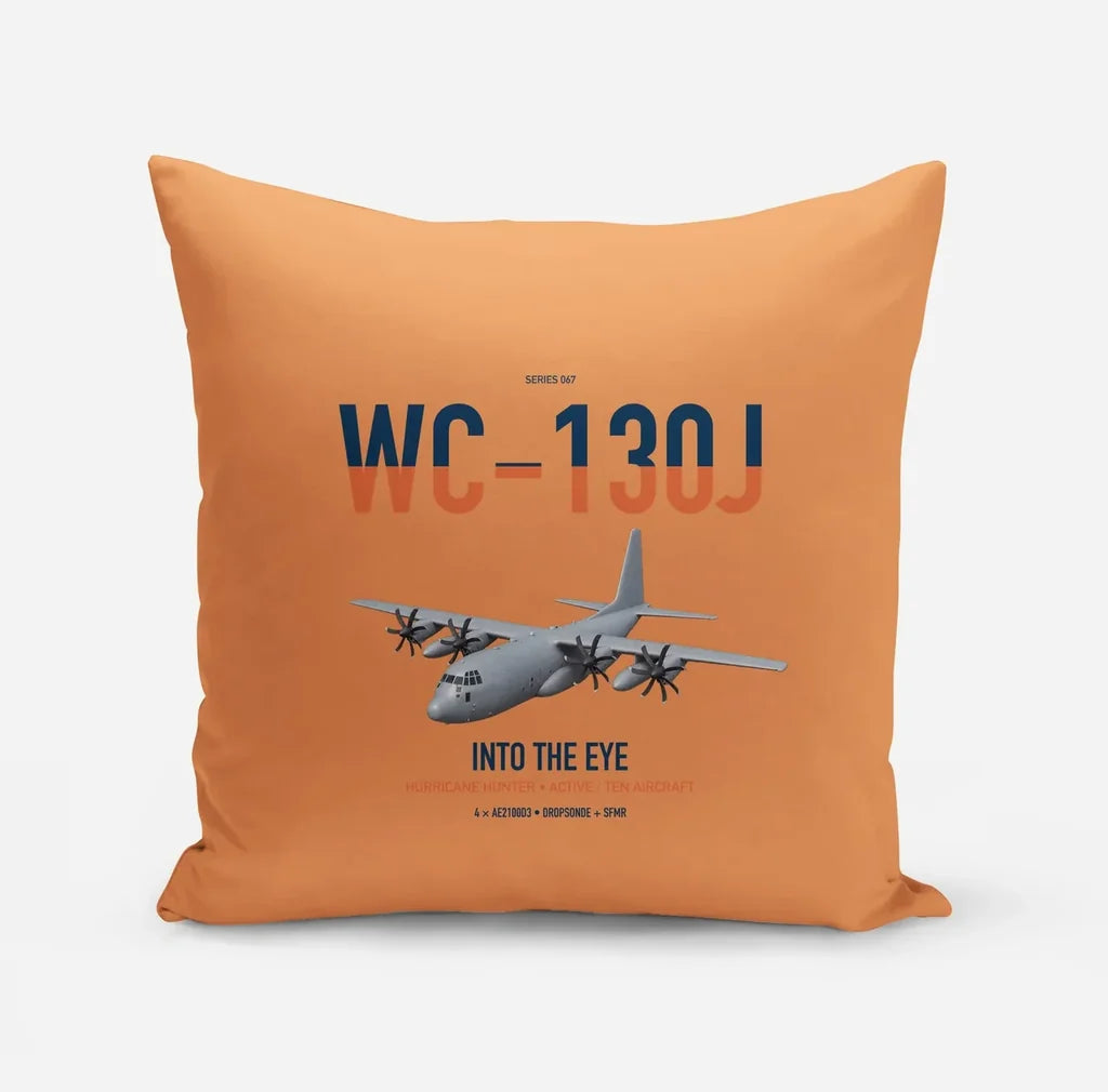 WC-130J Hurricane Hunter design on orange pillow