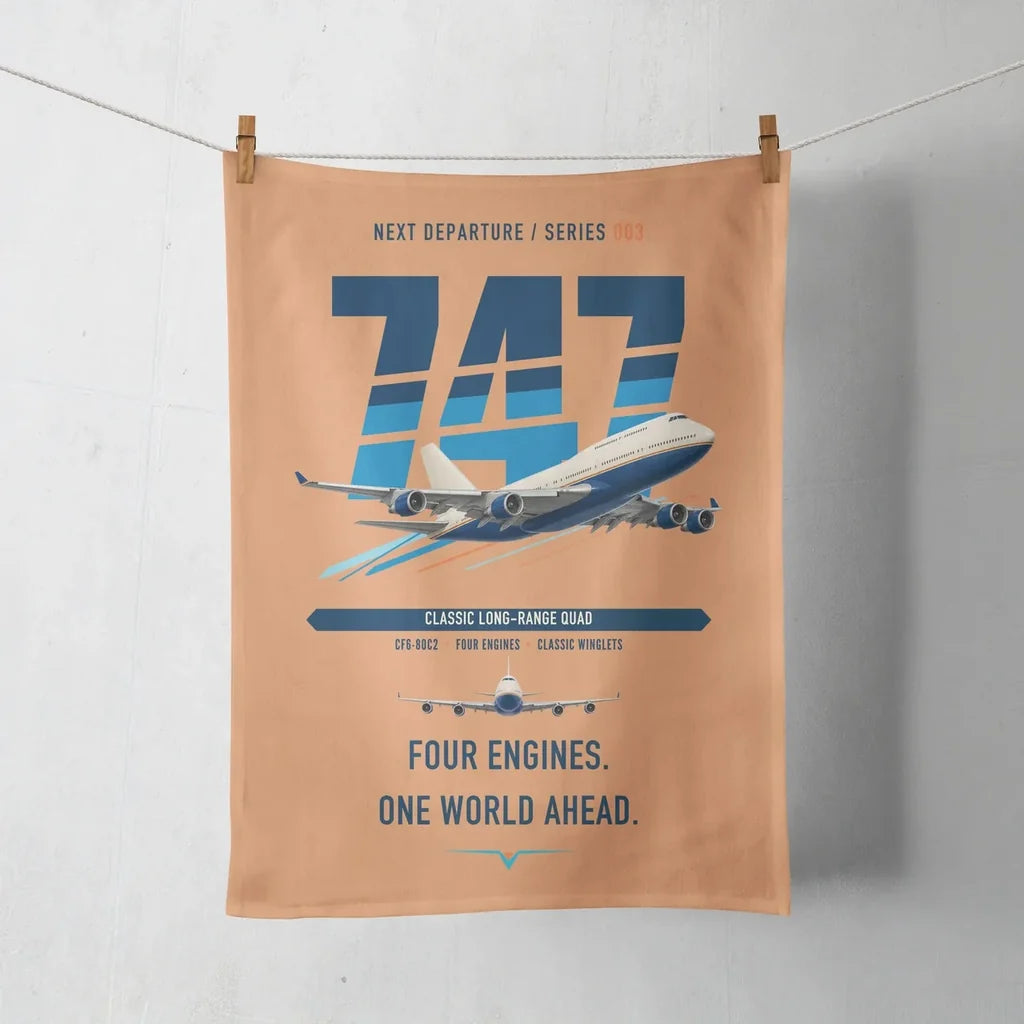 Boeing 747-400 design on orange towel