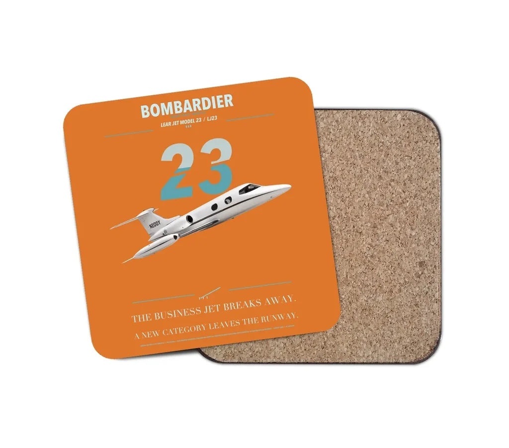 Bombardier Learjet 23 design on orange 1 piece coaster