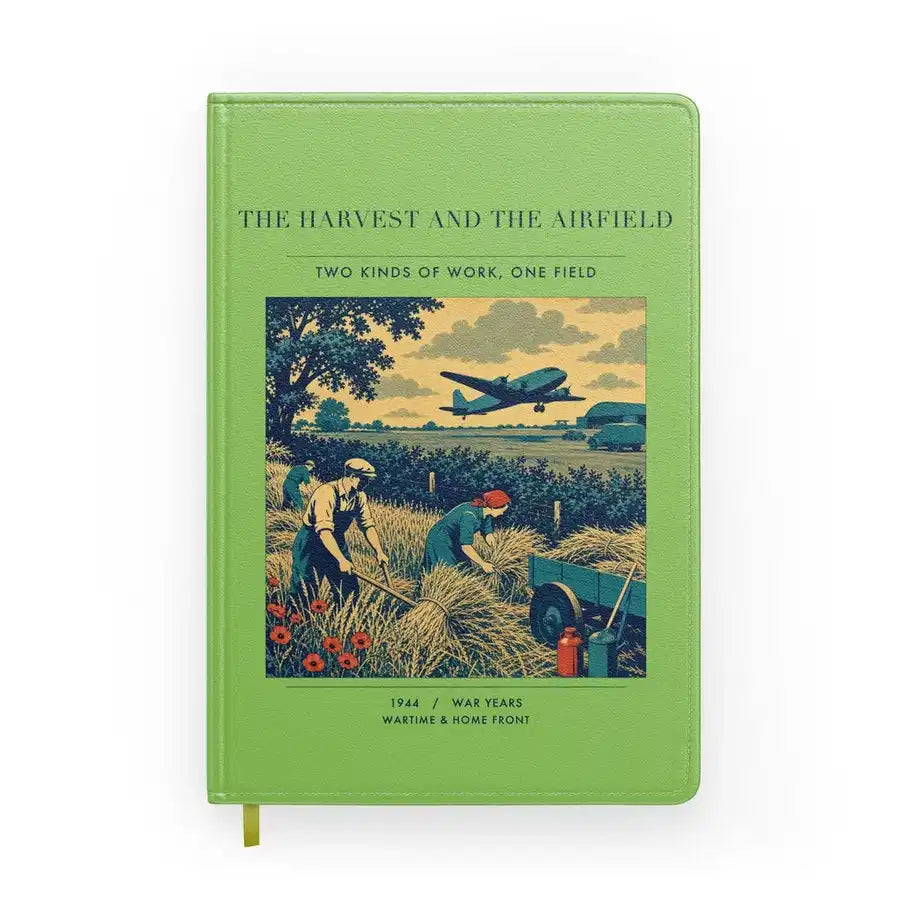VINTAGE G4510 - The Harvest And The Airfield - Designed Notebooks design on lightgreen