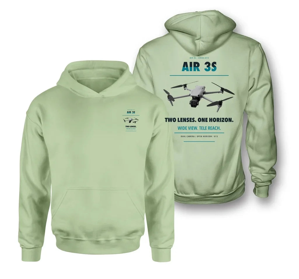 DJI Air 3S design on light green hoodie