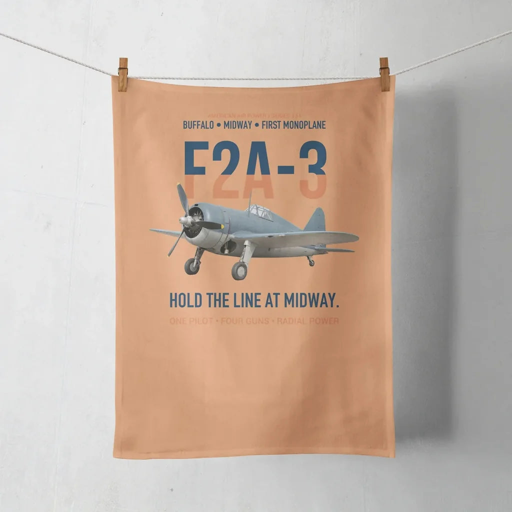 F2A-3 Buffalo Hold the Line at Midway design on orange towel