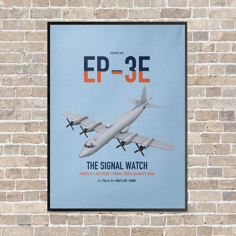 EP-3E ARIES II vertical canvas print - framed - light blue background