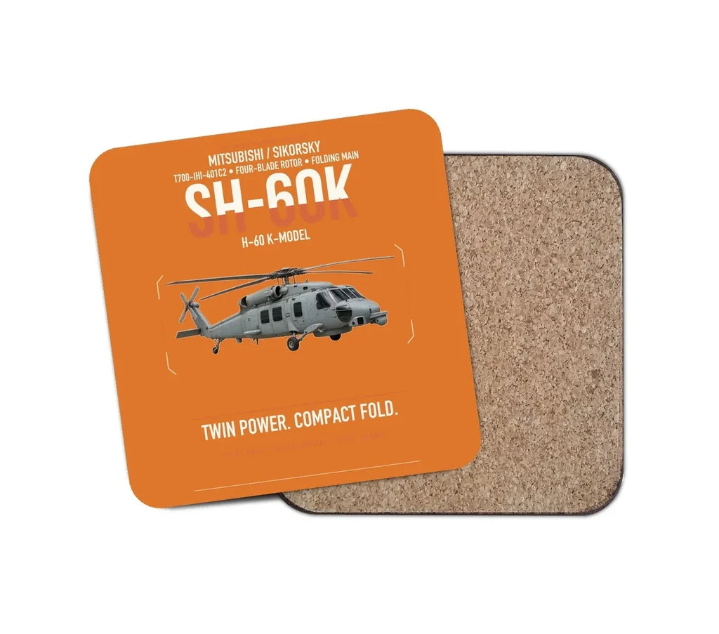 Mitsubishi Sikorsky SH-60K design on orange 1 piece coaster