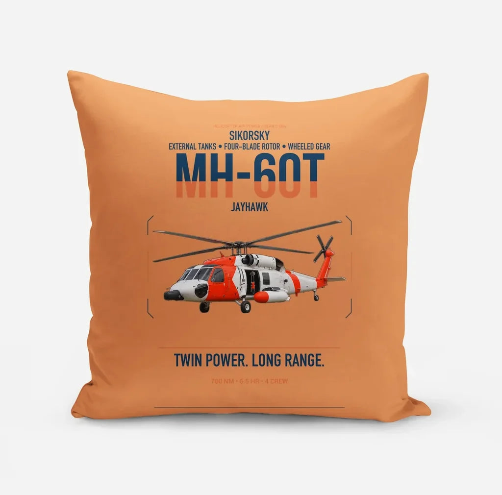 Sikorsky MH-60T Jayhawk design on orange pillow