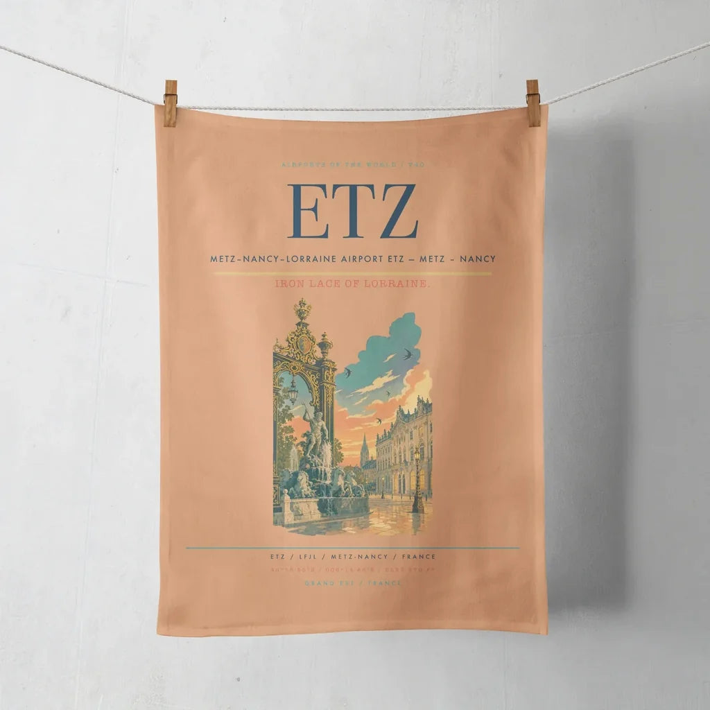 Metz–Nancy–Lorraine Airport (ETZ) design on orange towel
